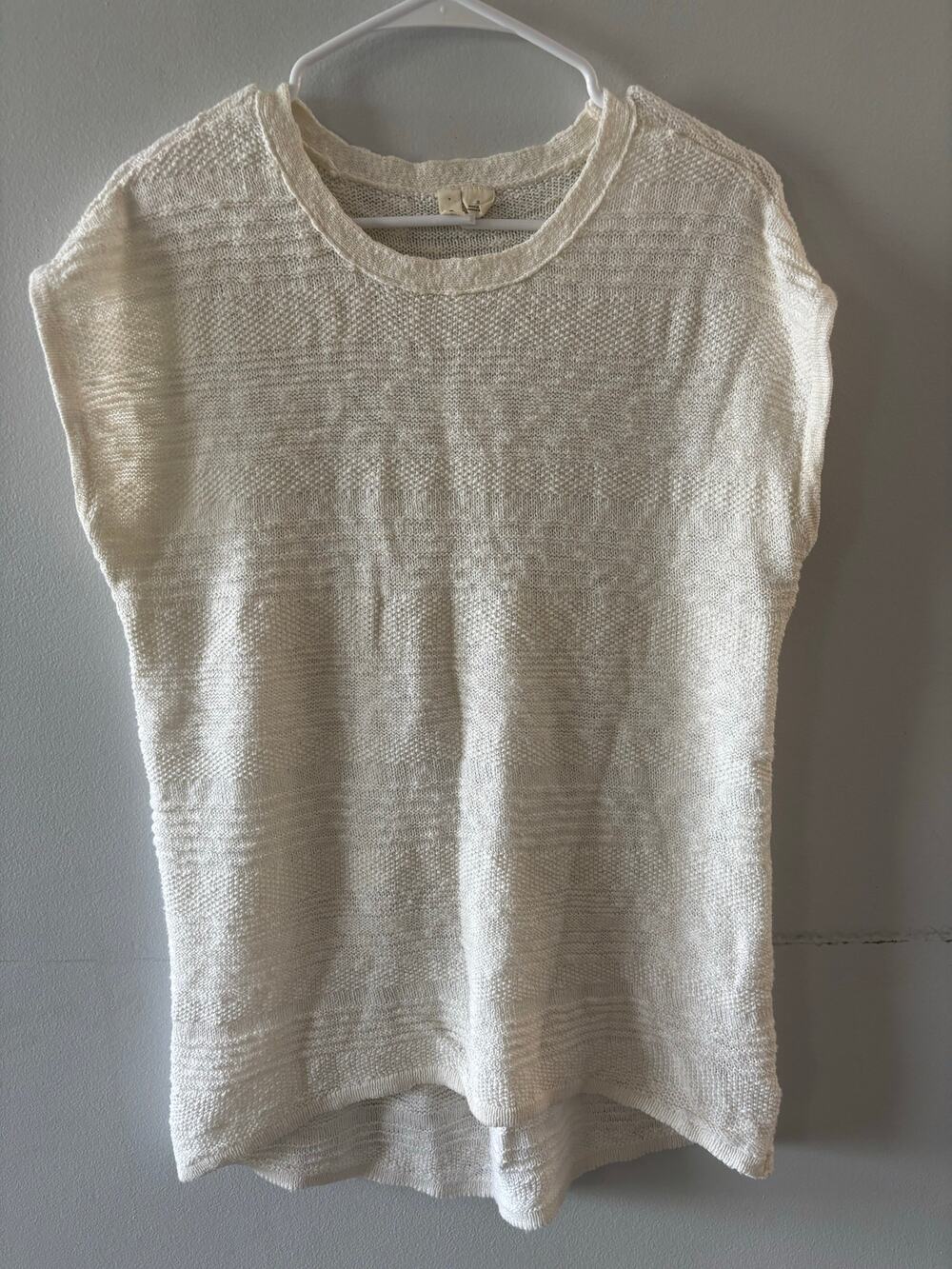 Moth Anthropologie Womens Knit Tunic Top Size Small White Cotton Beachy Coastal